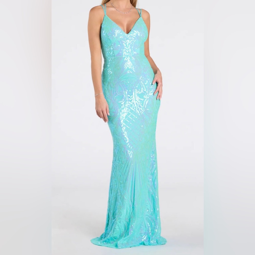Shimmering Aqua Sequin Dress